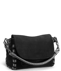 AIMEE Zen Suede Woven Leather Trim Shoulder Bag