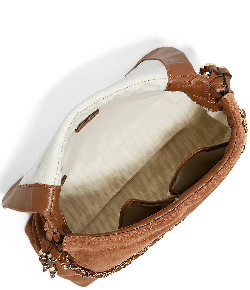 AIMEE Lennon Chain Charm Suede Shoulder Bag