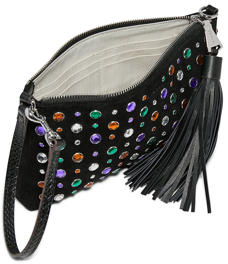 AIMEE Onyx Hour Jeweled Tassle Convertible Wristlet Shoulder Bag