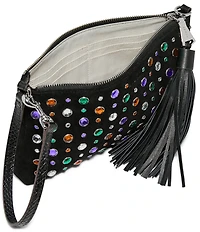 AIMEE Onyx Hour Jeweled Tassle Convertible Wristlet Shoulder Bag