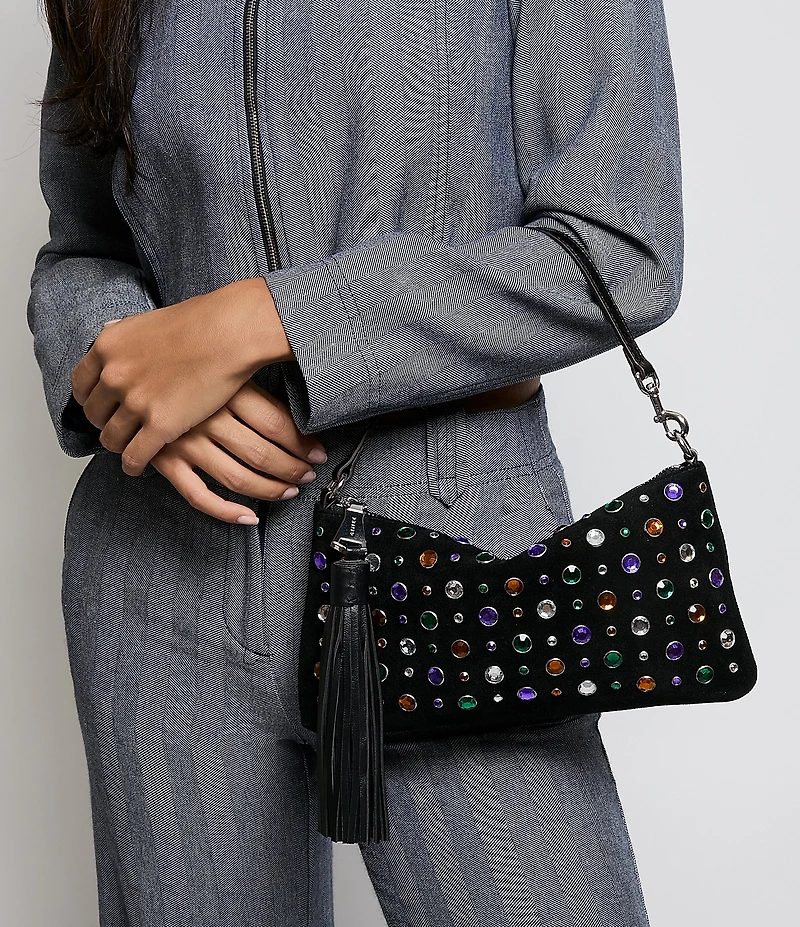 AIMEE Onyx Hour Jeweled Tassle Convertible Wristlet Shoulder Bag