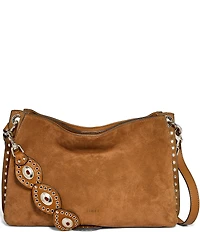 AIMEE Roma Suede Double Entry Crossbody Shoulder Bag
