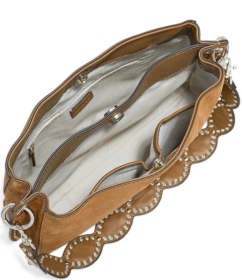 AIMEE Roma Suede Double Entry Crossbody Shoulder Bag