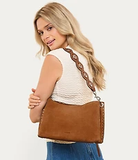 AIMEE Roma Suede Double Entry Crossbody Shoulder Bag