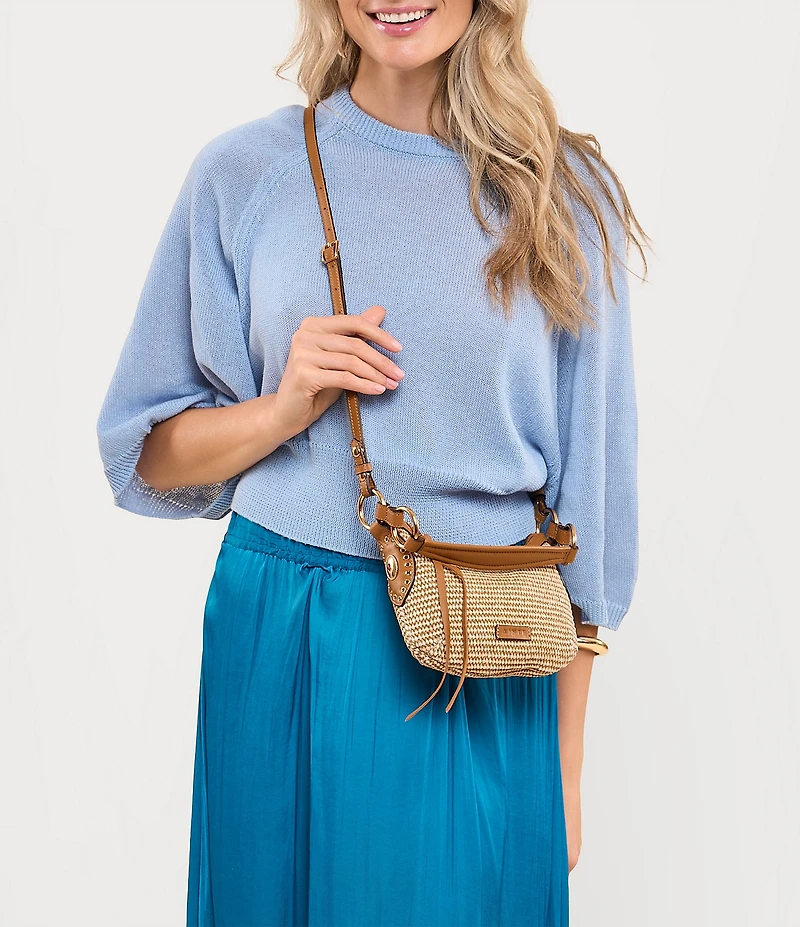 AIMEE Roma Mini Raffia Crossbody Bag