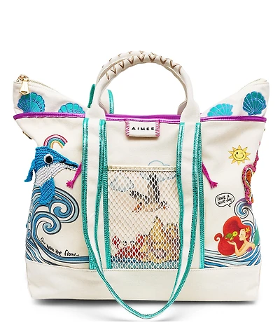 AIMEE Wonder Embroidered Convertible Canvas Tote Bag