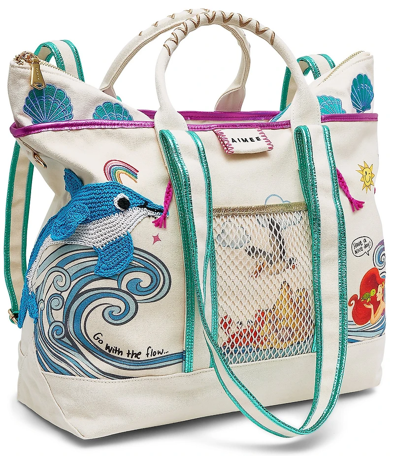AIMEE Wonder Embroidered Convertible Canvas Tote Bag