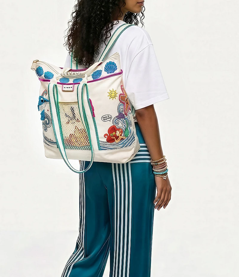 AIMEE Wonder Embroidered Convertible Canvas Tote Bag