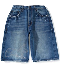 AKOO Beckon 8.5#double; Inseam Rhinestone Denim Shorts