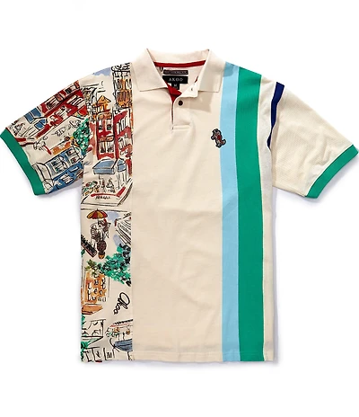 AKOO Color Block Graphic Short Sleeve Standard Fit Polo Collar Tee