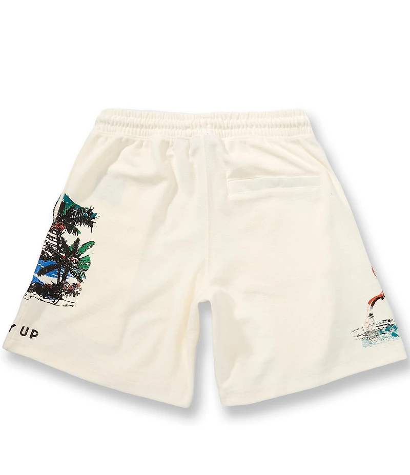 AKOO Money Up Adjustable Elastic Waist 8#double; Inseam Shorts