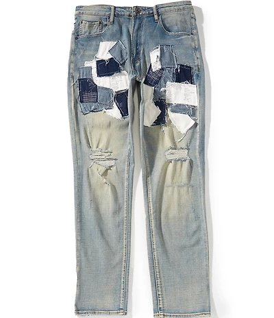 AKOO Nobel Slim-Fit Patchwork Jeans