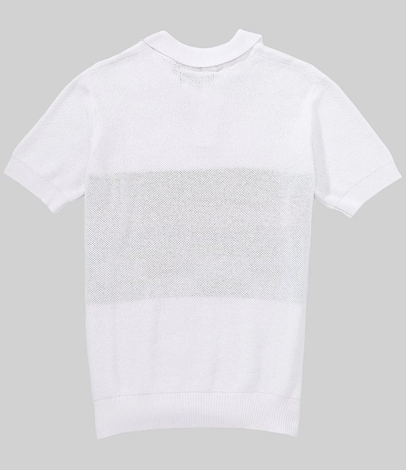 AKOO Olympia Jacquard Stripe Short Sleeve Sweater Polo Shirt