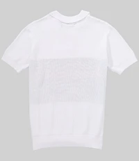 AKOO Olympia Jacquard Stripe Short Sleeve Sweater Polo Shirt
