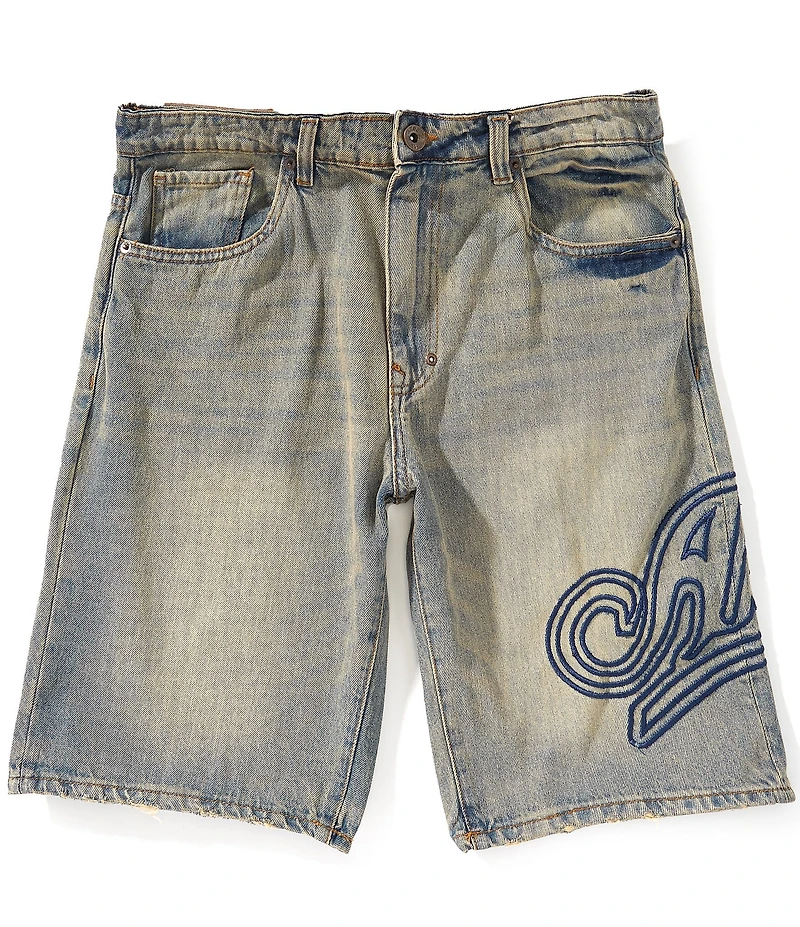 AKOO Sly Fox 5-Pocket Raised Embroidery 11#double; Inseam Shorts