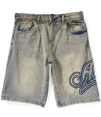 AKOO Sly Fox 5-Pocket Raised Embroidery 11#double; Inseam Shorts