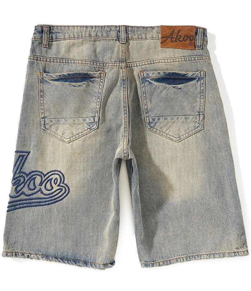 AKOO Sly Fox 5-Pocket Raised Embroidery 11#double; Inseam Shorts