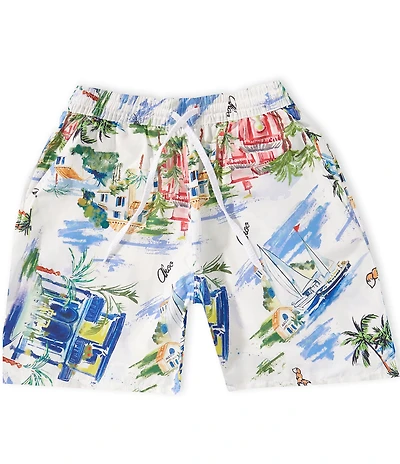 Akoo Vineyard Adjustable Elastic Waist 8#double; Inseam Shorts