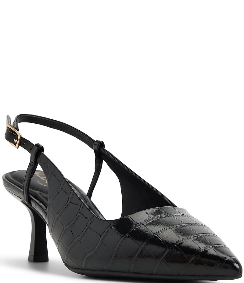 ALDO Adan Croco Embossed Leather Slingback Pumps