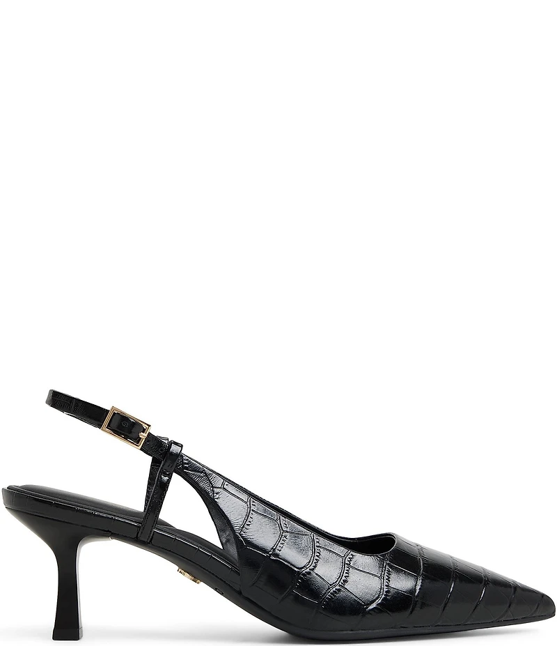 ALDO Adan Croco Embossed Leather Slingback Pumps
