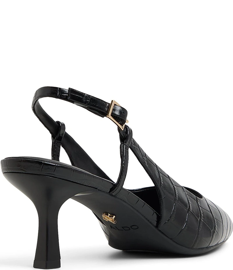 ALDO Adan Croco Embossed Leather Slingback Pumps
