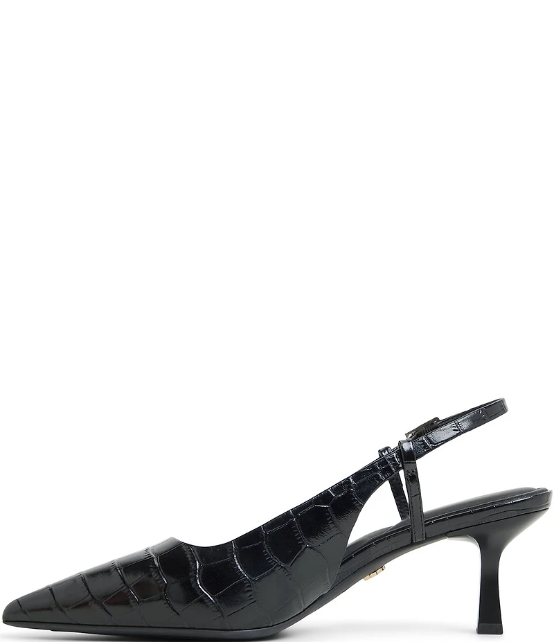 ALDO Adan Croco Embossed Leather Slingback Pumps