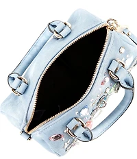 ALDO Alexys Small Denim Embellished Charm Barrel Satchel Bag