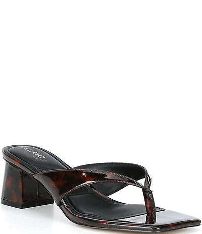 ALDO Antonina Tortoise Print Patent Thong Dress Sandals