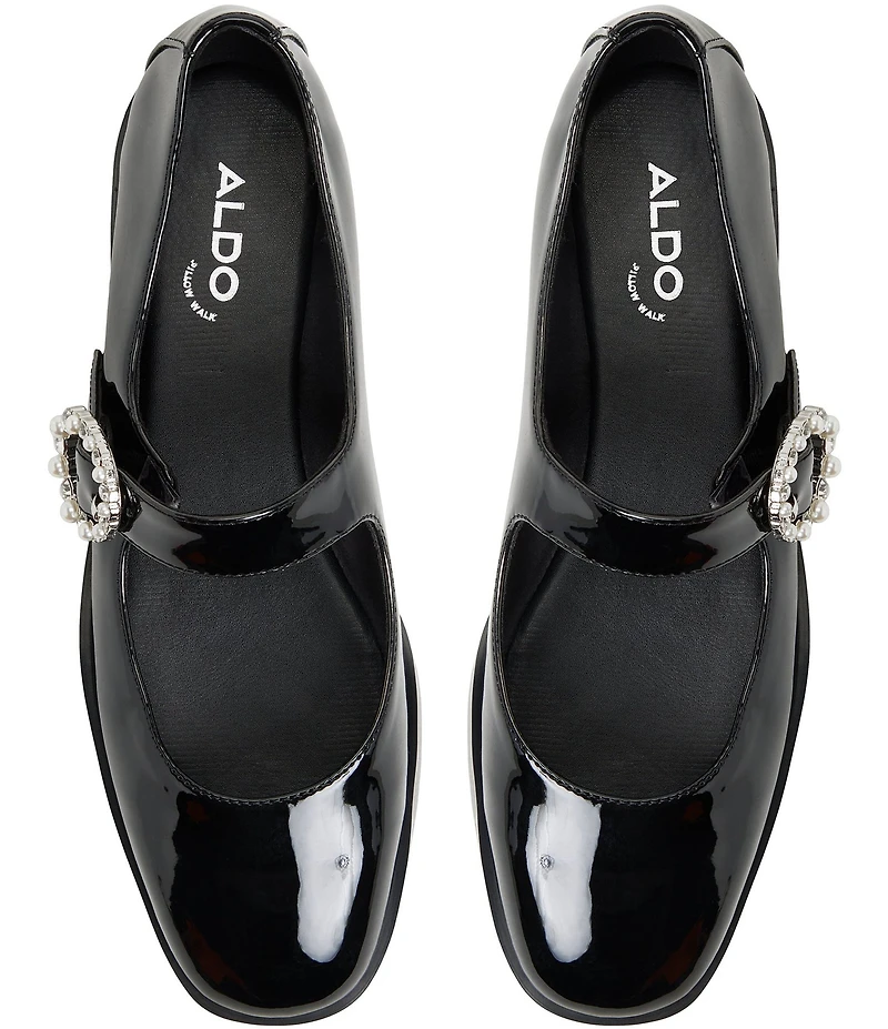 ALDO Arabbella Patent Embellished Buckle Ornament Mary Jane Flats