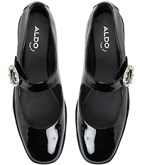 ALDO Arabbella Patent Embellished Buckle Ornament Mary Jane Flats