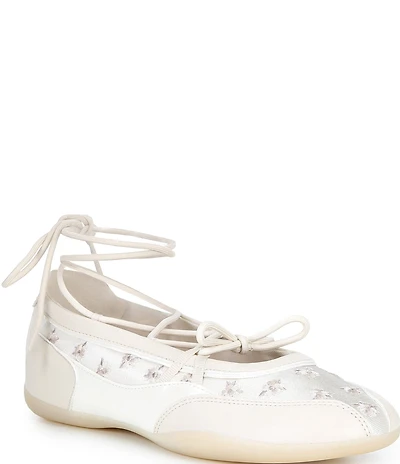 ALDO Arabelia Floral Embroidery Ankle Wrap Sneakerinas
