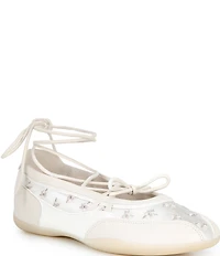 ALDO Arabelia Floral Embroidery Ankle Wrap Sneakerinas