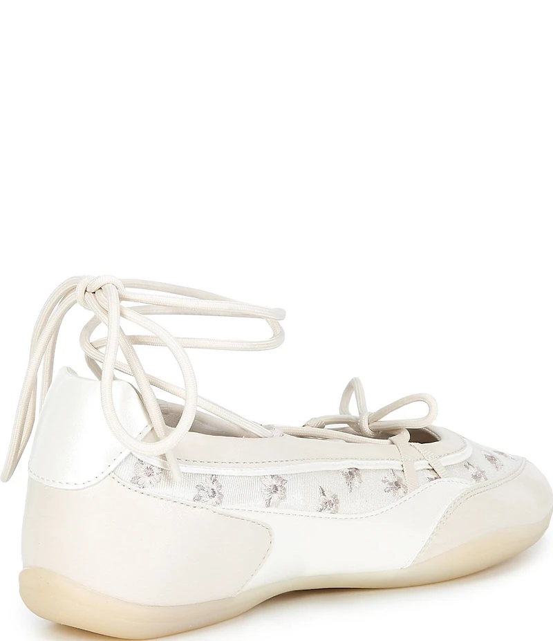 ALDO Arabelia Floral Embroidery Ankle Wrap Sneakerinas