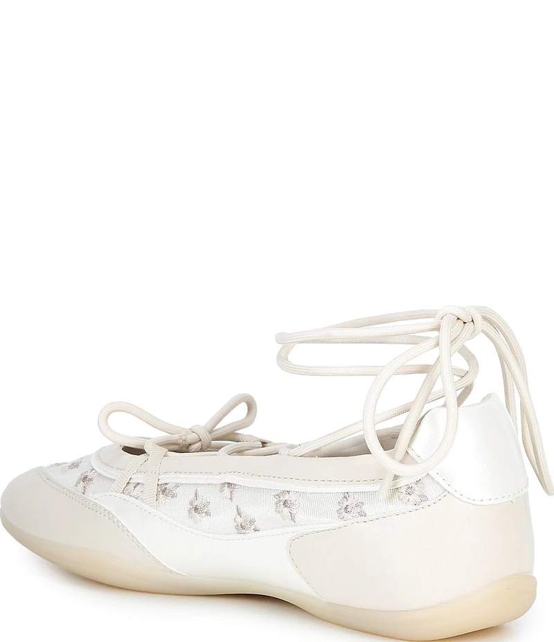 ALDO Arabelia Floral Embroidery Ankle Wrap Sneakerinas