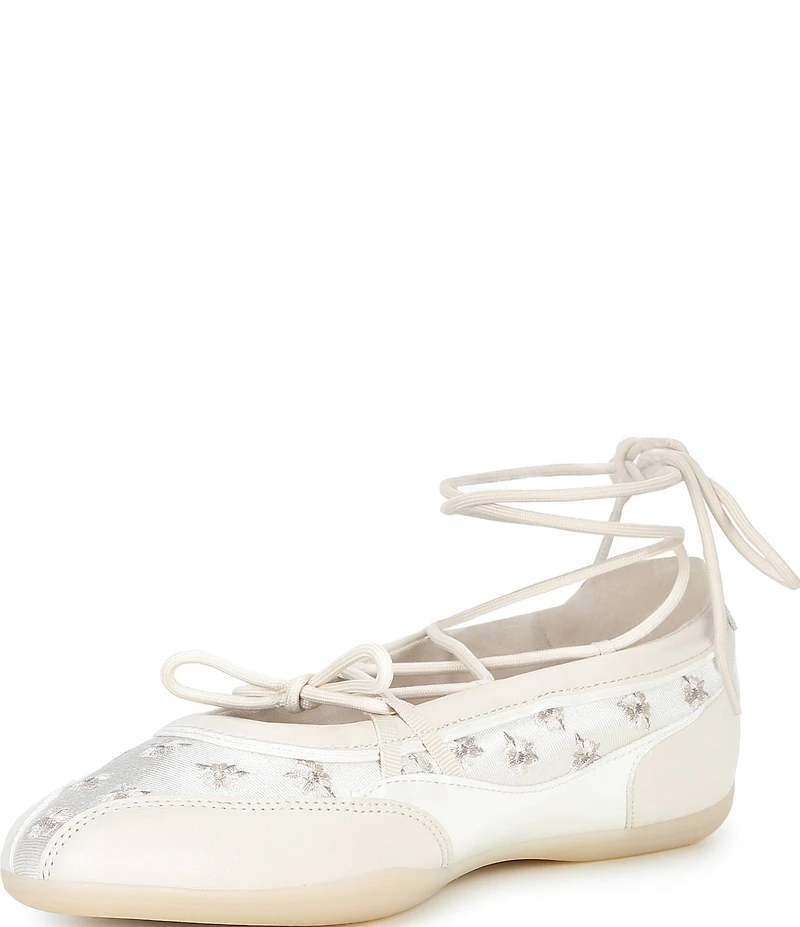 ALDO Arabelia Floral Embroidery Ankle Wrap Sneakerinas