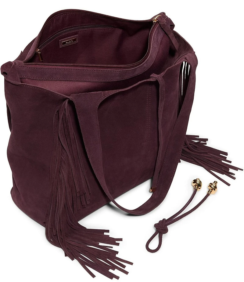 ALDO Arrow Large Suede Fringe Slouchy Tote Bag