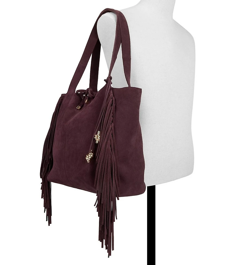 ALDO Arrow Large Suede Fringe Slouchy Tote Bag