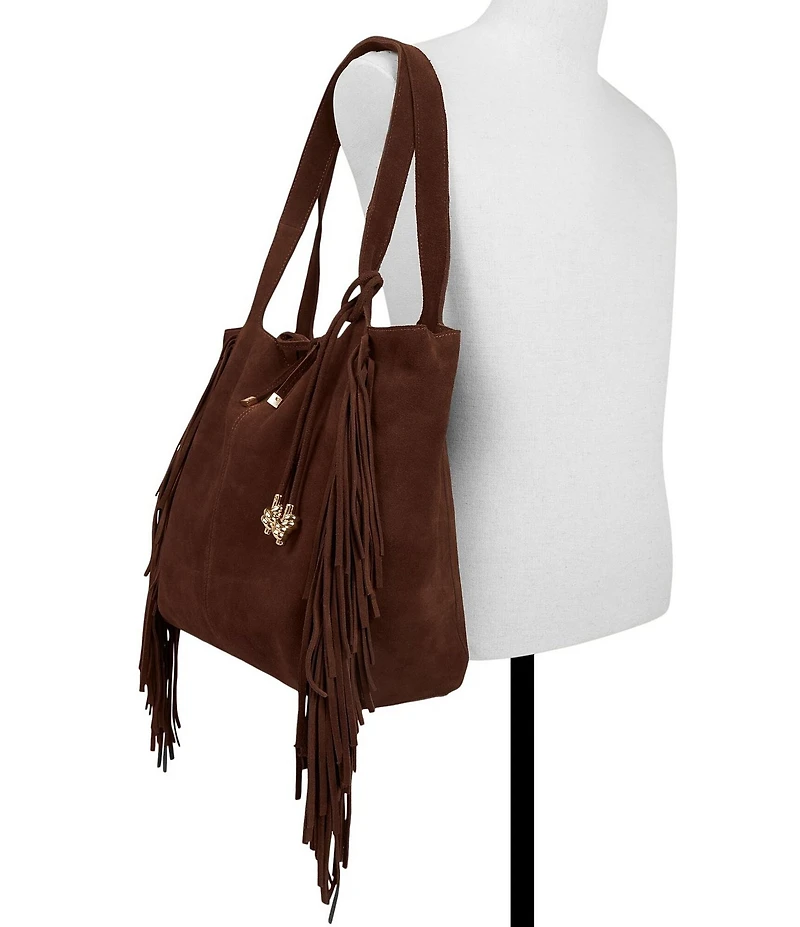 ALDO Arrow Large Suede Fringe Slouchy Tote Bag