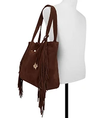 ALDO Arrow Large Suede Fringe Slouchy Tote Bag
