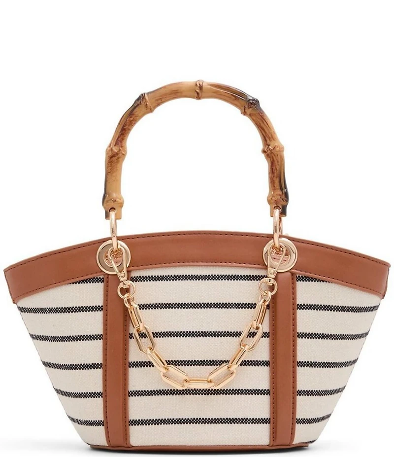 ALDO Avenue Striped Resort Bamboo Handle Chain Contrast Trim Satchel Bag