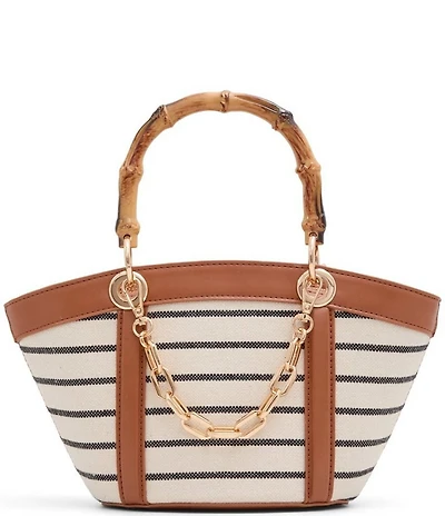 ALDO Avenue Striped Resort Bamboo Handle Chain Contrast Trim Satchel Bag