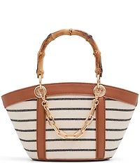 ALDO Avenue Striped Resort Bamboo Handle Chain Contrast Trim Satchel Bag