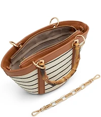 ALDO Avenue Striped Resort Bamboo Handle Chain Contrast Trim Satchel Bag