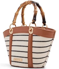 ALDO Avenue Striped Resort Bamboo Handle Chain Contrast Trim Satchel Bag