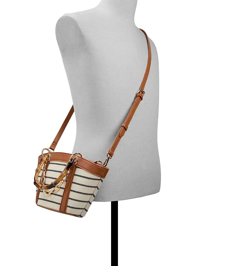 ALDO Avenue Striped Resort Bamboo Handle Chain Contrast Trim Satchel Bag