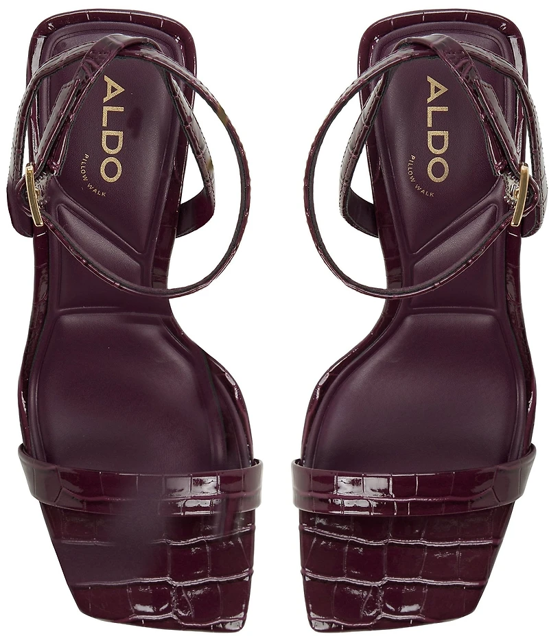 ALDO Azzira Croco Embossed Patent Square Toe Dress Sandals