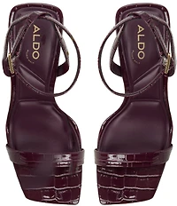 ALDO Azzira Croco Embossed Patent Square Toe Dress Sandals