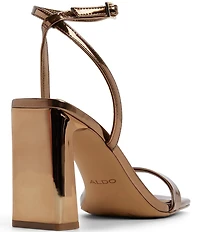ALDO Azzira Metallic Mirror Patent Square Toe Dress Sandals