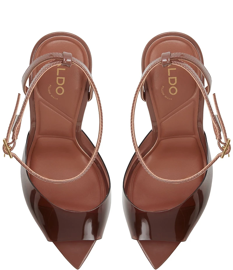 ALDO Belen Tinted Vinyl Ankle Strap Pointed Toe Dress Sandals