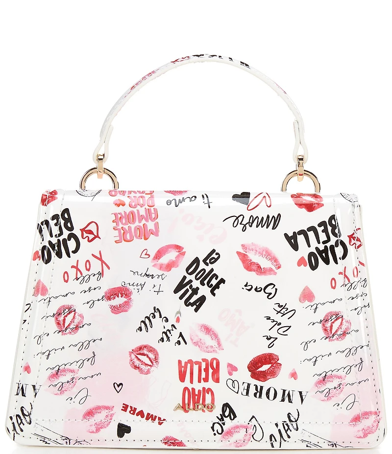 ALDO Bellavitaa Small Kiss Print Top Handle Love Satchel Bag